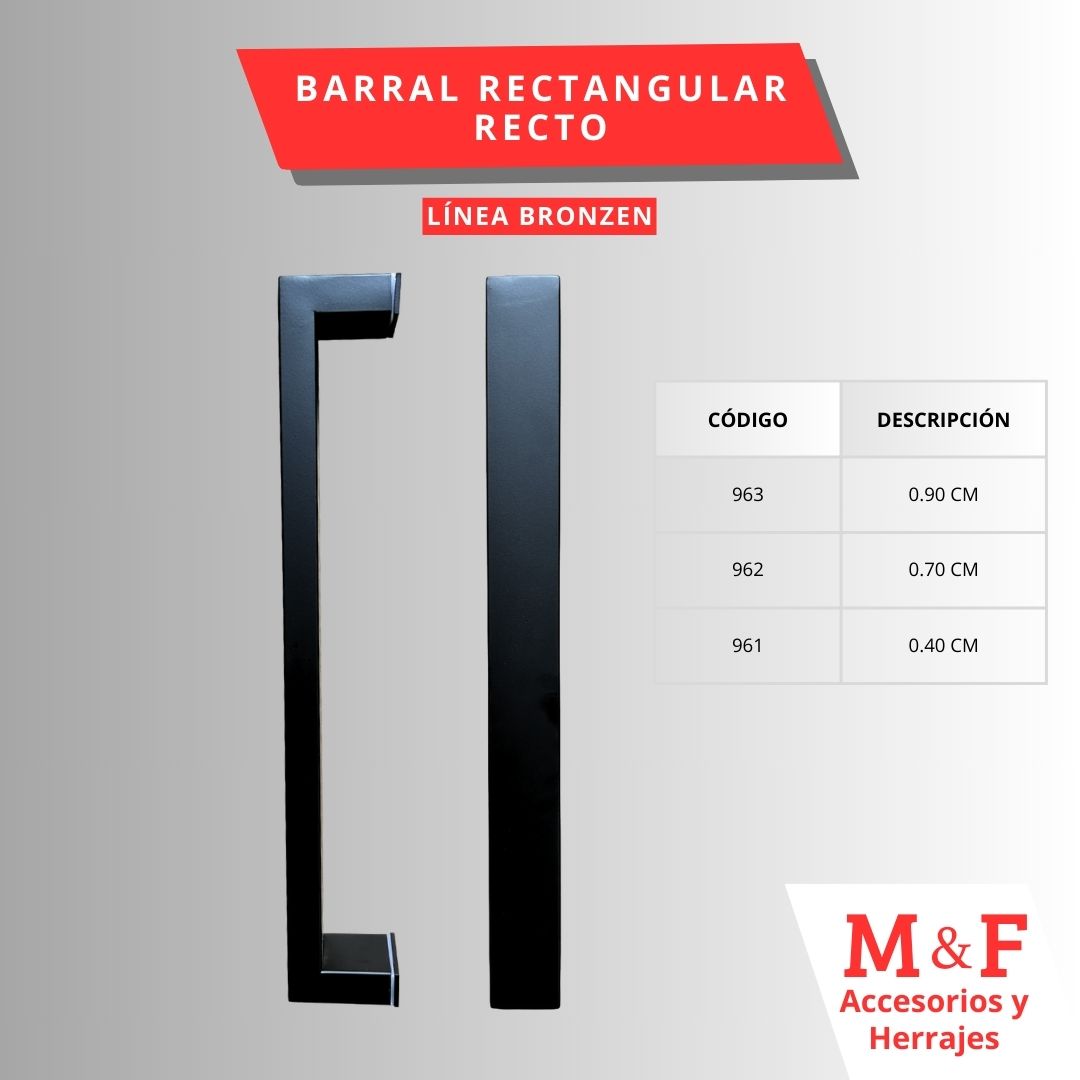 Barral Rectangular Acero Inoxidable Negro 0.40 cm